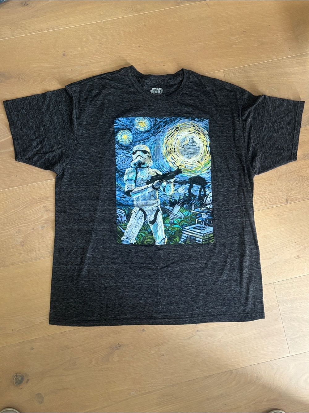 Star Wars Men’s Charcoal Stormtrooper Van Gogh Style Graphic Tee NWOT